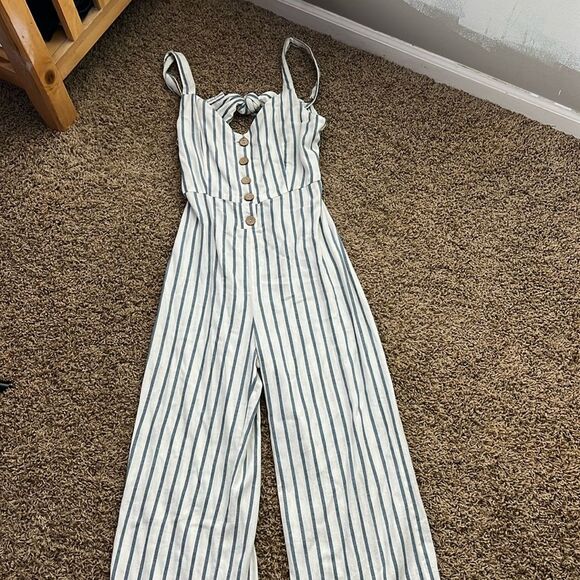 NWT Vintage Havana Pinstripe Jumpsuit with Open Back Size Small - Picture 2 of 13
